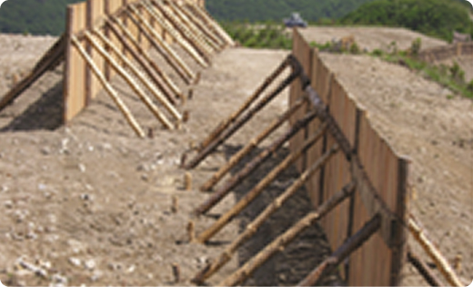 사면 안정화 공법 시공 모습