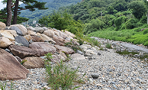 석재를 활용한 계류 복원 구간