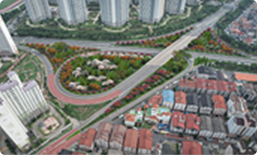 도심 녹지축 사례 항공 사진